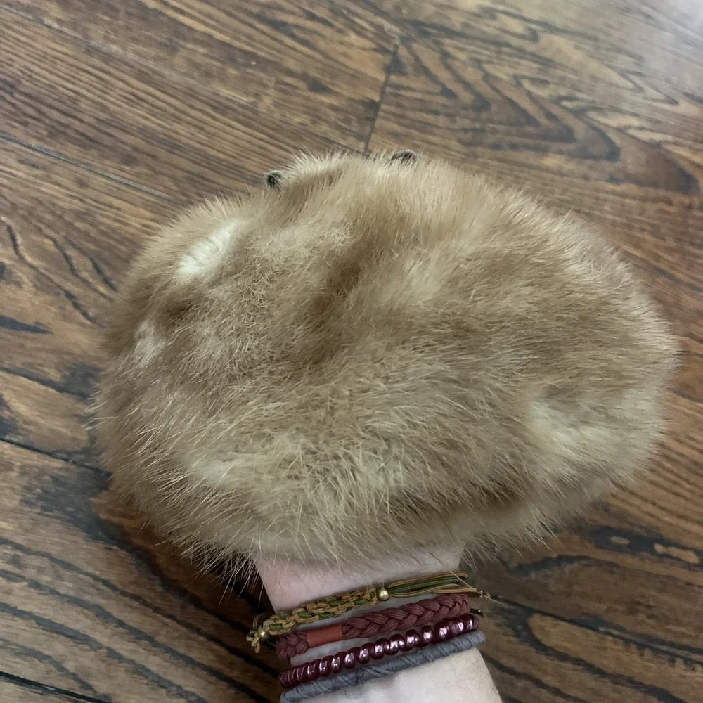 Vintage SAKS FIFTH AVENUE Soft Rabbit Fur Hat Cap - Cream, Tan, Brown Tones 20